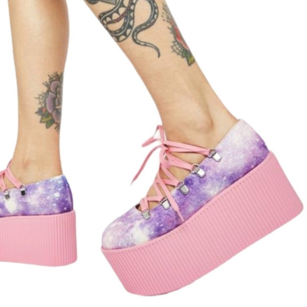 Y.R.U. Pink Galaxy Kaos Ballerina Platforms - Picture 12 of 12